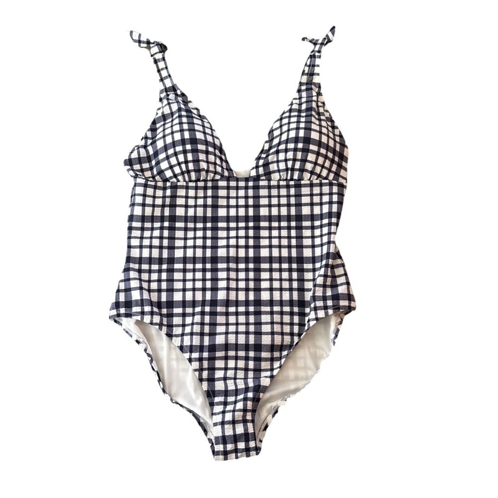 J. Crew Black and White Checkered One Piece Swimsuit